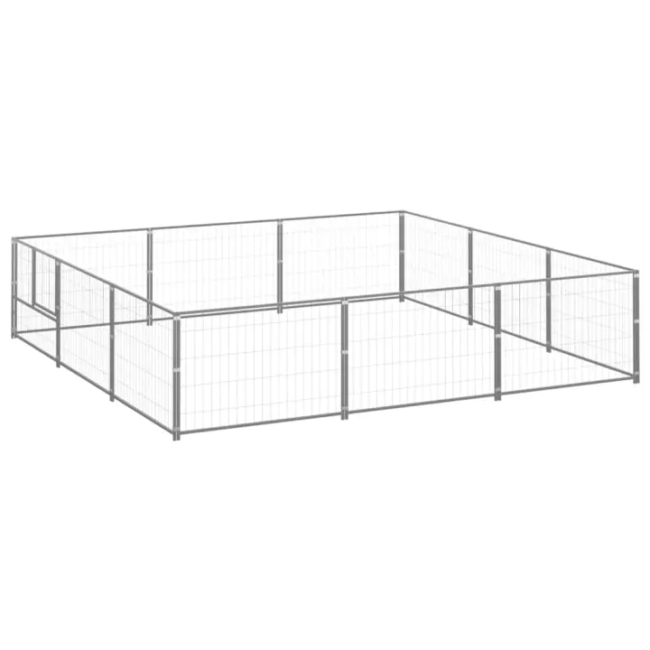 vidaXL Perrera Acero 9 m² Jaula Perros Recinto Cachorro Mascotas Caseta Color Plateado,  Negro, y mas - 1