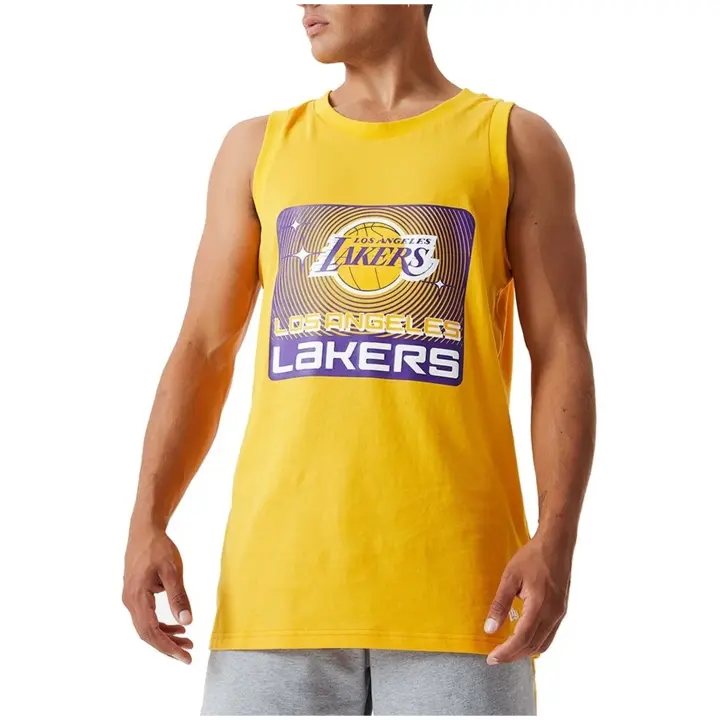 Camiseta de Manga Corta New Era Nba Team Los Angeles Lakers Graphic Tank Top para hombre en color amarillo - 1
