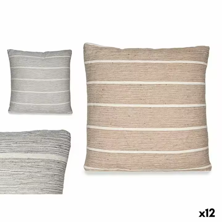 Cojín Rayas Marrón Gris 45 x 12 x 45 cm (12 Unidades) - 1