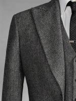 Traje De Novio Para Hombres 3 Piezas Gris Rayado Forma Elegante Con Pico Traje De Té Tuxedo Para Bodas Y Compromisos Incluye Chaqueta Chaleco Y Pantalones - details 2
