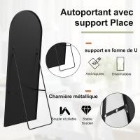 spejo de pie arqueado negro 164x54 cm, diseño minimalista, estable y elegante, ideal para dormitorio, salón, vestidor y entrada, decoración moderna para múltiples espacios del hogar. - details 2