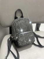 Mochila De Cristal Brillante Diseño Artesanal Lujo Diseñadora Bolso De Mano Para Mujer Material Metálico Con Lining De Poliéster - details 9