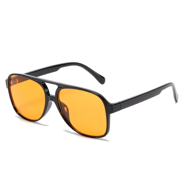 Gafas de sol polarizadas retro, gafas de sol vintage de gran tamaño, montura grande, gafas retro clásicas de doble puente, UV400, montura de leopardo negro, marrón degradado - 1