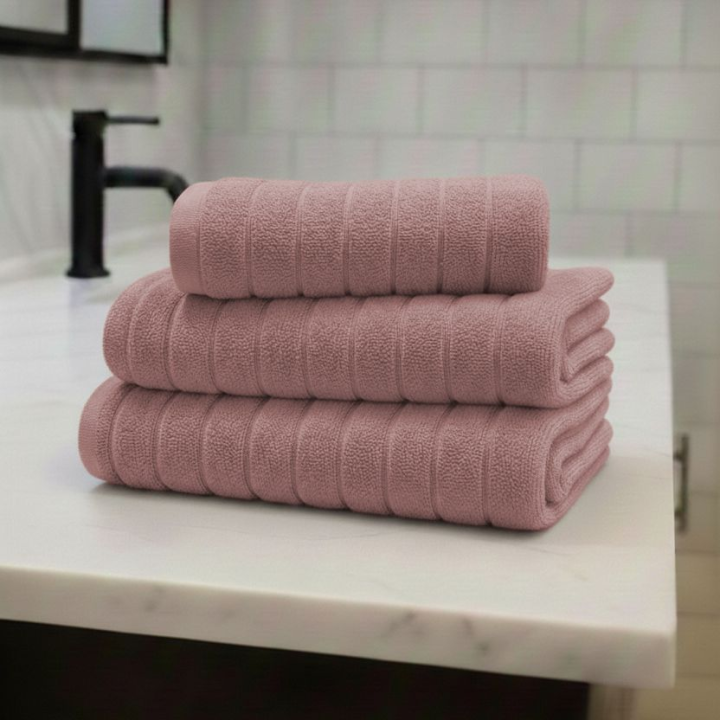 Vivid Torral - Pack 2 Toallas Canalé 550 gramos 100% Algodón (Tocador: 30 x 50 cm, Lavabo: 100 x 50 cm, Ducha: 70 x 140 cm, Baño: 100 x 150 cm) 5 Colores: Rosa, Blanco, Gris, Beige, Agua, Super Absorción, Esponjosa