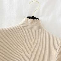 Suéter De Mujer Con Volantes Y Cuello Bajo Largo Manga Larga Tejido Básico Solido Rayado Para Otoño Invierno Top Casual - details 20