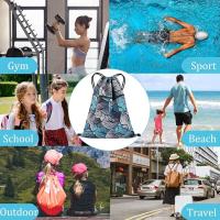 Mochila grande de cuerda, mochila deportiva informal, mochila escolar deportiva, bolsa de gimnasio con bolsillo con cordón - details 3