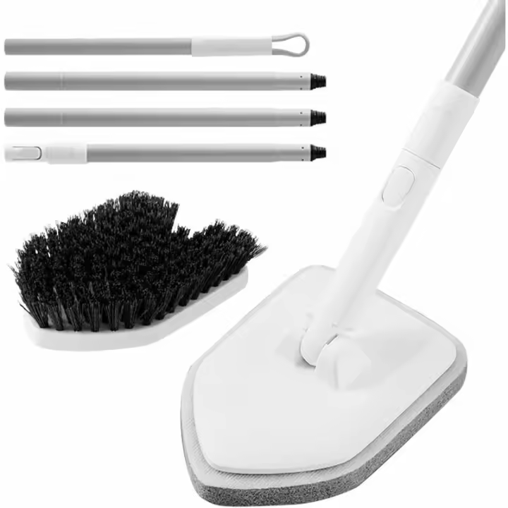 2 en 1 Juego de cepillo de esponja para bañera con mango de 119 cm Cepillo de limpieza Cepillo para bañera Azulejo Baño Cocina Balcón - 1