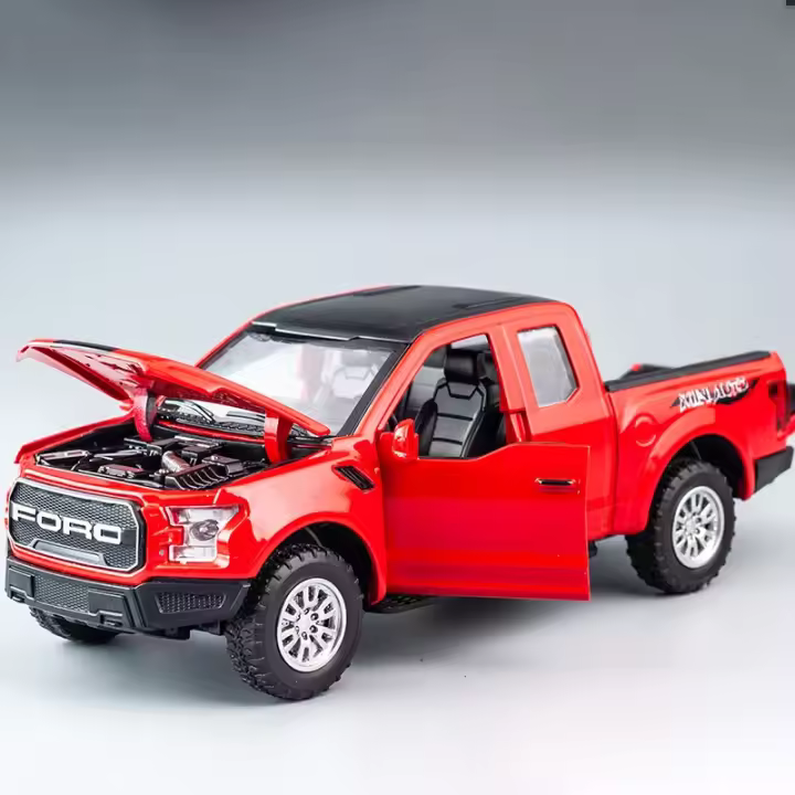 Modelo De Coche De Aleación De Latón 1:32 Ford Raptor F150 Con Sonido Luz Y Retroceso Regalo De Navidad Para Niños Juguete De Coche De Escala Grande - 1