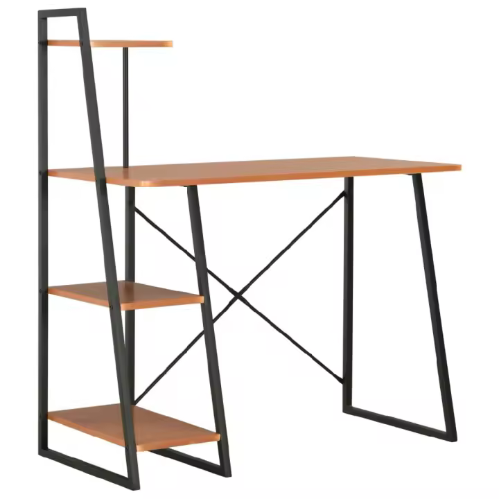 vidaXL ESCRITORIO CON ESTANTERÍA NEGRO Y MARRÓN 102X50X117 CM - 1