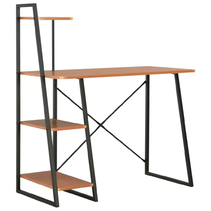 vidaXL ESCRITORIO CON ESTANTERÍA NEGRO Y MARRÓN 102X50X117 CM - 1