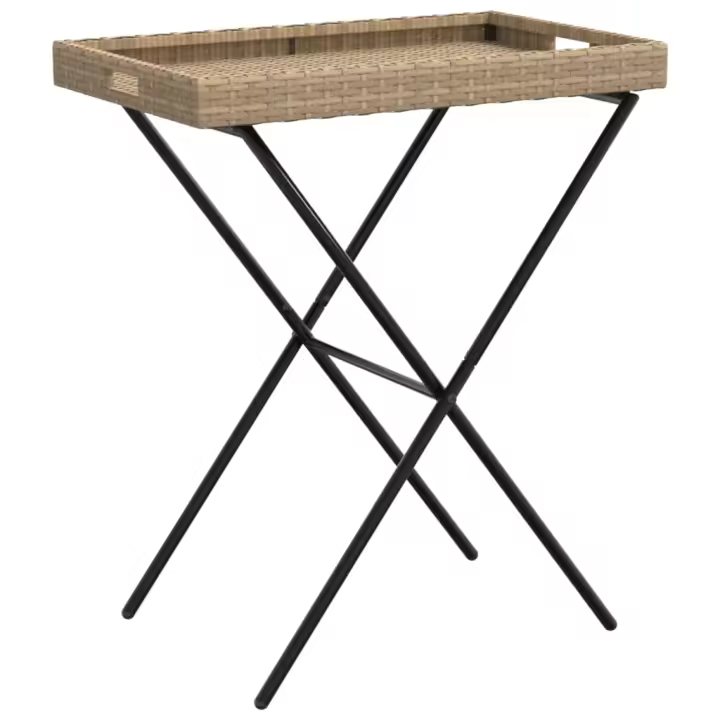 Mesa con bandeja plegable de regalo sintético beige 65x40x75 cm - 1