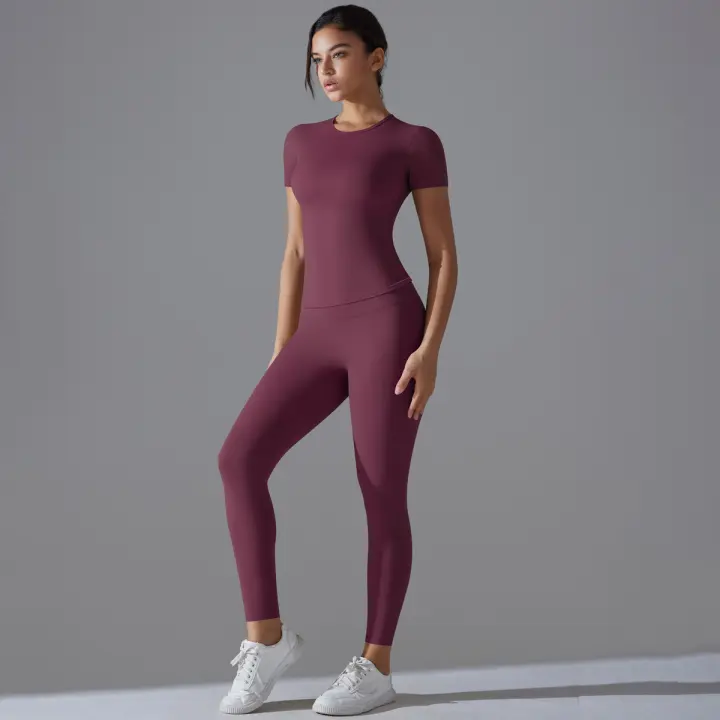 SSITO Conjunto de Mallas de gimnasio de secado rápido, traje de Yoga, Conjunto Deportivo with manga, transpirable, elástico, Gimnasio, Yoga, Fitness Delgado, Top activo, pantalón de Yoga ajustado - 1