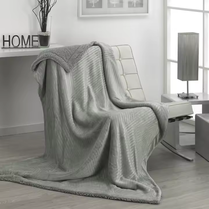 Manta Plaid Sofá Borreguillo Gofrado Menta - 1