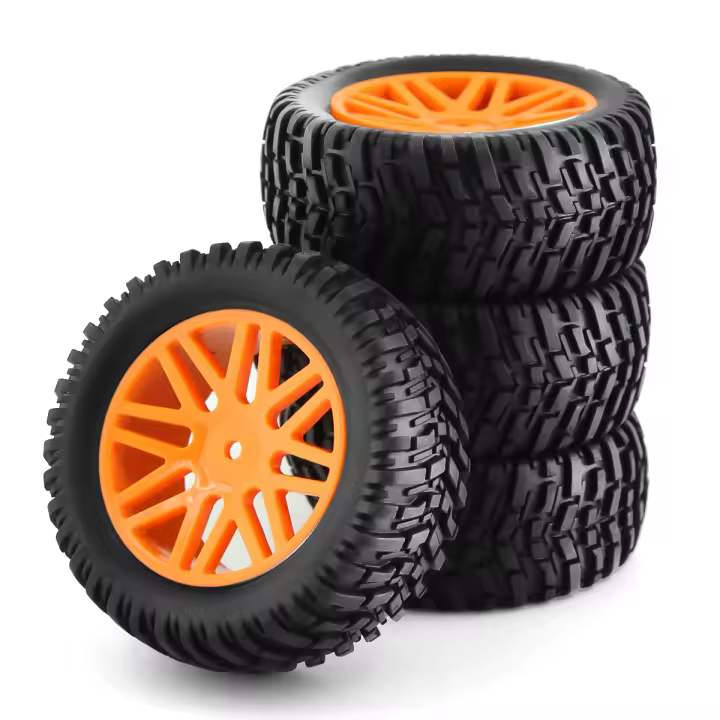 4pcs Ruedas De Plástico Con Neumáticos Para Coche RC 1/10 Universal Compatible Con HSP 15502 94107 94170 94155 94177 Para Camión De Carreras Cortas - 1