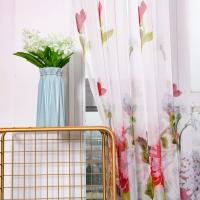Cortinas Florales Semi-Transparentes Para Decoración De Hogar Cortinas De Ventana Coloridas Tratamiento De Luz Con Bolsa De Roda Para Sala De Estar Y Dormitorio - details 4