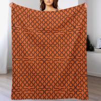 Manta De Terciopelo Coral Con Patrón De Arrugas Naranja Y Negro Manta Delgada Para Adultos Estilo Americano Para Viajes Y Hogar - details 8