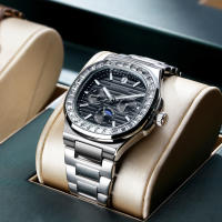Reloj De Cuarzo Para Hombres SAPPHERO En Color Rosa Oro Resistente Al Agua Con Diamantes Reloj De Pulsera Moda Regalo Nuevo Material De Correa Acero Inoxidable - details 9
