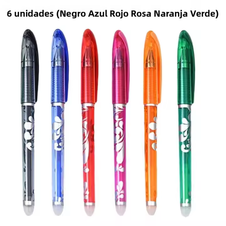 Set De 6 Rotuladores Gel Erasables 0.5mm Con 8 Colores Refill Rod De Tinta Magia Lavable Para Escuela Y Oficina - 1