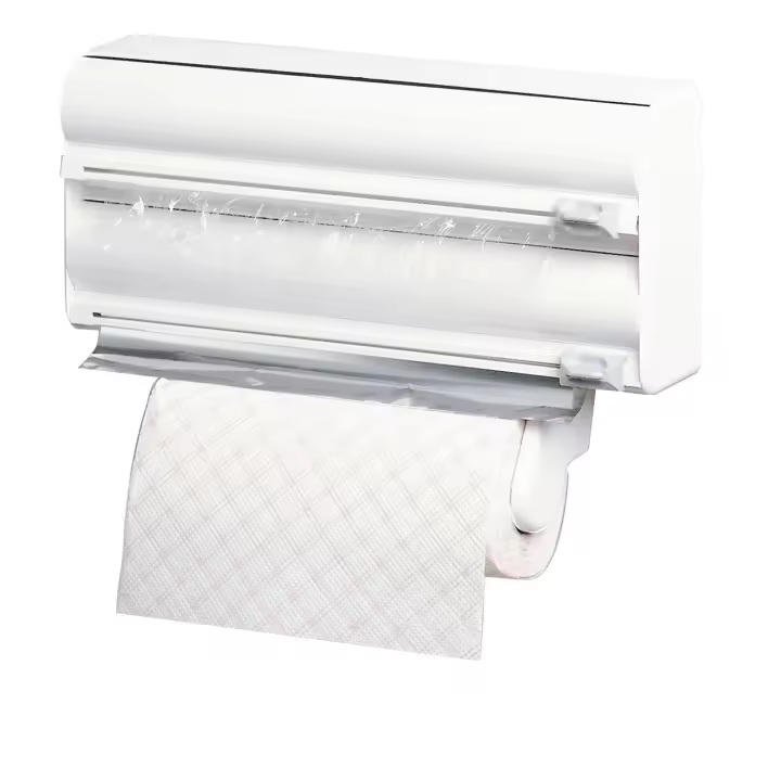 Rayen | Portarrollos de Cocina | Portarrollos Triple de Cocina | Sistema de Corte | Adaptable | Cuchillas Especiales | Blanco | Medidas: 38x10x25,5 cm - 1