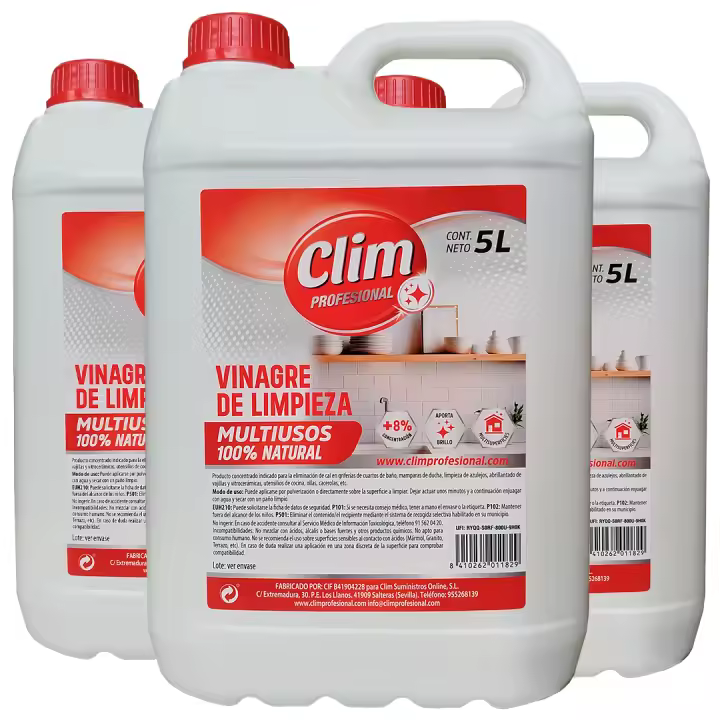 Vinagre de limpieza multiusos 100% natural concentrado Clim Profesional 5L. Caja 3 uds - 1