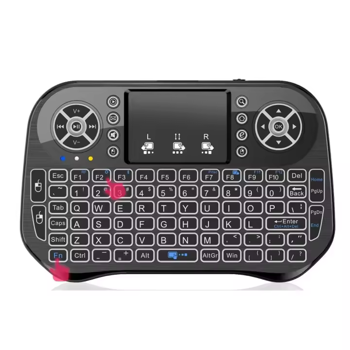 FGNS Mini teclado inalámbrico + Bluetooth con retroiluminado Colorido con panel táctil y teclas multimedia para TV Android Box HTPC PS3, XBOX360, móviles inteligentes, tablet Mac Linux Windows OS. - 1