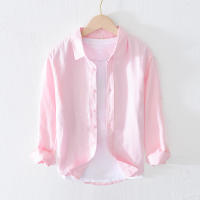 Camisa De Lino Puro Para Hombres Diseñadora Nueva Con Manga Larga Moda Casual Comoda Top Ropa Camisas De Hombre Chemise - details 6