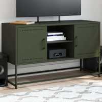vidaXL Mueble para TV de acero 100,5x39x60,5 cm en color Negro/Amarillo/Blanco y más | almacenamiento funcional diseño moderno para baño dormitorio sala - details 3