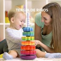 Torre De Colores Rainbow Rotada Con Música Juego De Pila De Anillos Montessori Para Educar a Niños Mayores De 3 Años - details 0