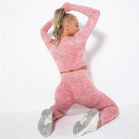 SSITO Conjunto de Yoga sin Costura para Mujer, trajes Deportivos para Fitness, ropa de Gimnasio, Top Short de manga Largo, camisas, Mallas para Corver High, pantalones de entrenamiento - details 11