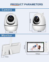 Monitor De Bebé Con Video 5 Pulgadas 2.4G PTZ Mini Seguridad Doméstica Audio Bidireccional Temperatura Display Para Padres Y Niños - details 15