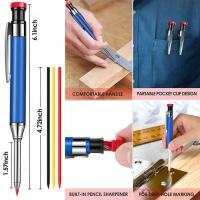 Set De Lápices Mecánicos De Metal Para Carpinteros Con Afilador Integrado Y Líneas De Recambio Herramientas De Dibujo Y Marcado Profundo - details 8