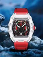 Reloj De Cuarzo Para Hombre Moda Nueva Deportiva Y Elegante Reloj De Pulsera De Lujo Con Correa De Silicona Estilo Tonneau - details 4