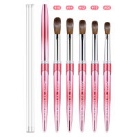 Pincel De Acrílico Kolinsky Sable Para Manicura Y Dibujo En Uv Gel Carving Pincel Crimpado Para Polvo Líquido Herramientas De Arte Hot Pink - details 0