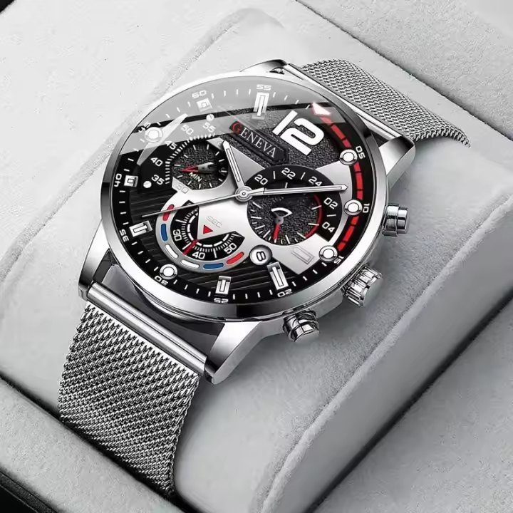 Reloj De Pulsera De Lujo Para Hombre Reloj De Cuarzo Moda Reloj De Mano Luminosa Calendario Casual Adecuado Para Negocios - 1