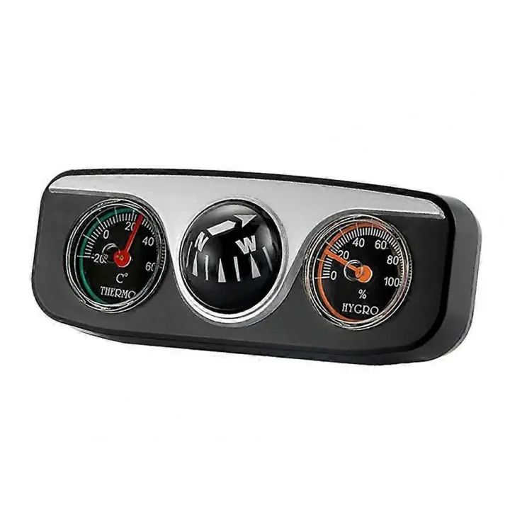3 in 1 Dashboard Thermometer Hygrometer Compass Car Vehicle Hiking Camping - 1