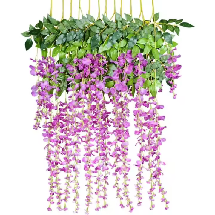 Fleurs artificielles, glycine artificielle, décoration murale, chaque brin mesure 110 cm de long, en soie, pour mariages, maison - 1