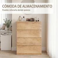HOMCOM Cómoda de 4 cajones para dormitorio, estilo moderno y elegante, con mecanismo de cierre suave, para dormitorio y salón, madera natural - details 3