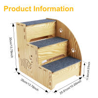 Escaleras De Madera Para Perros 3 Niveles Antideslizantes Pasarela Para Sofá Y Cama Pequeños a Grandes Mascotas Pasos Desmontables Para Perros Y Gatos - details 6