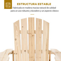 Outsunny Silla Adirondack de Madera Silla de Jardín con Asiento Extra Ancho Carga 150 kg para Patio Terraza Balcón 78x89x88 cm - details 3