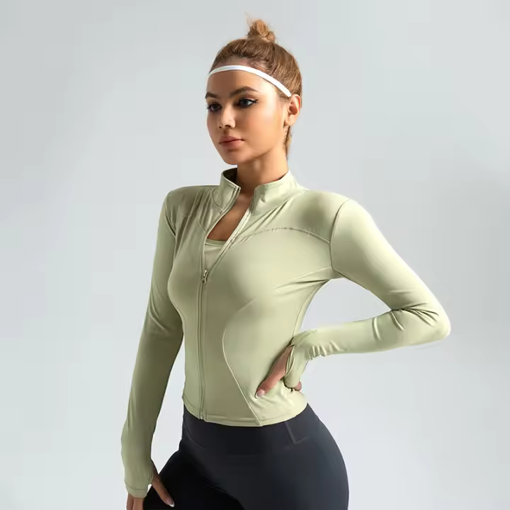 Chaqueta de deportes al aire libre desnuda, chaqueta de fitness de yoga de pie transpirable ajustada para mujer - 1