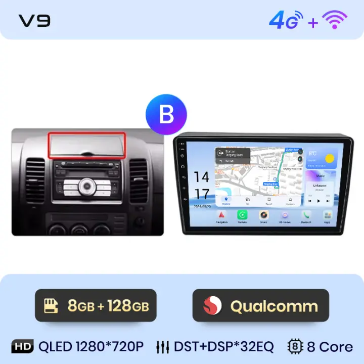 Junsun Android 13 Radio para Nissan NAVARA 2006 2007 2008 2009 2010 2011-2012 de Coche con Chip Qualcomm de 8 Núcle de Coche con Chip Qualcomm de 8 Núcleos CarPlay Inalámbrico Autorradio Estéreo Pantalla HD Multimedia - 1