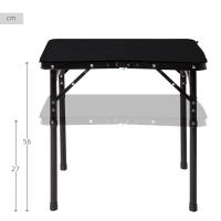 Aktive - Mesa baja exterior, 60x45x27/56 cm, color negro, ajustable en altura, topes antideslizantes, asas de transporte, cierre de seguridad, incluye red auxiliar desmontable, peso soportado 30 kg, mesa plegable, mesas de camping, playa y jardín - details 2