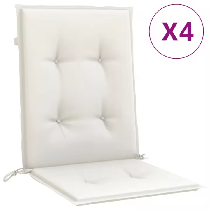 Fundas Silla respaldo Bajo 4 Ud Canvas melange crema 100x50x4 cm - 1