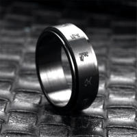 Anillo De Acero Inoxidable 8mm Para Hombres Y Mujeres Anillo De Rotación Con Mantra Budista Para Aliviar El Estrés Y Ansiedad Color Negro - details 4