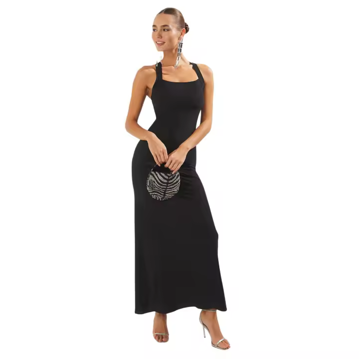 Trendyol Black Bodycon Knitted Maxi Elegant Evening Night Graduation Dress Tprss25Ae00111 - 1
