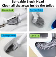 Escobillas de Baño Silicona, Cepillo de Baño y Soportes, Escobilla WC De Cabeza Plana De Limpieza Profunda,Accesorios BañO Negro - details 3