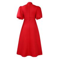 Vestido Elegante De Fiesta Para Mujer 2024 Con Cuello Con Lazo Manga Corta Cintura Alta A-Line Plisado Hasta El Tobillo Vestido De Cumpleaños - details 65