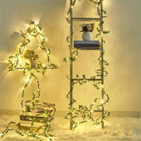 Cadena De Luces LED Verdes De Hierro Cuero Para Decoración De Boda Y Fiestas Cadena De Luces De Simulación De Guirnalda Con Flashing - details 3