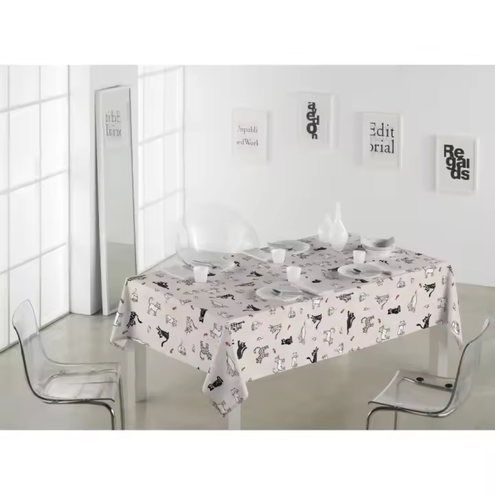 SABANALIA - Mantel de tela antimanchas Cats: Elegancia, Durabilidad y Practicidad para tu Mesa (Disponible en varias medidas) - 1