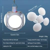 Luz solar portátil, bombilla LED portátil recargable por USB con indicador de batería para camping, senderismo, pesca y emergencia. - details 3